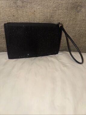 Black Crystal Wristlet Clutch - Elegant Evening Bag